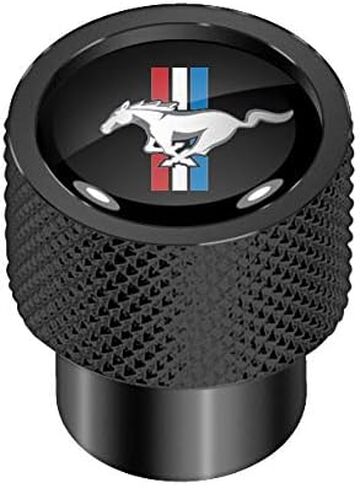 صورة iPick لأغطية جذع صمام الإطارات المصنوعة من الألومنيوم الأسود سهلة الإمساك لسيارة Ford Mustang Tri-Bar in Kuwait