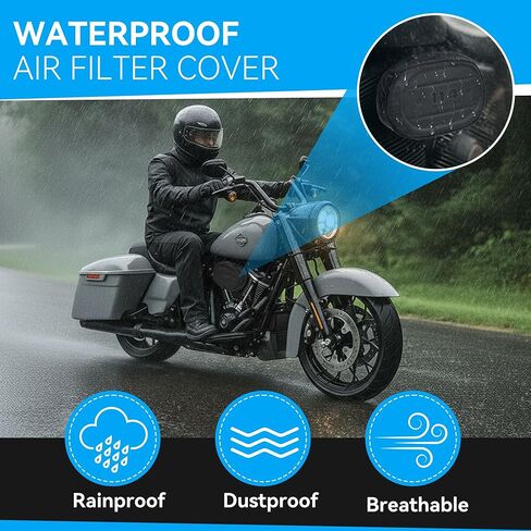 Meonum 2 Pack Air Filter Rain Sock Cover, Compatible with Harley Touring/FLHR/FLHX/Dyna/Softail /114 Road King, Waterproof Dustproof Heavy Breather Air Cleaner Protective Wrap Covers in Saudi Arabia