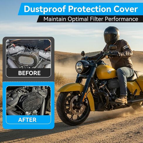 Meonum 2 Pack Air Filter Rain Sock Cover, Compatible with Harley Touring/FLHR/FLHX/Dyna/Softail /114 Road King, Waterproof Dustproof Heavy Breather Air Cleaner Protective Wrap Covers in Saudi Arabia
