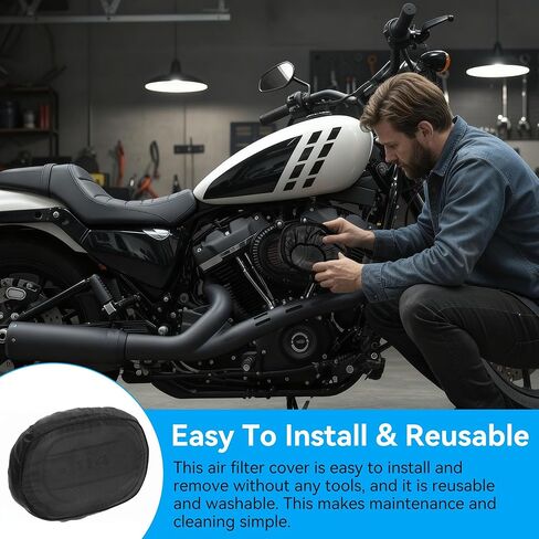 Meonum 2 Pack Air Filter Rain Sock Cover, Compatible with Harley Touring/FLHR/FLHX/Dyna/Softail /114 Road King, Waterproof Dustproof Heavy Breather Air Cleaner Protective Wrap Covers in Saudi Arabia