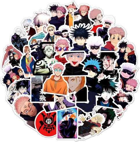 Cool Classic Jujutsu Anime Kaisen Stickers for Water Bottles,Laptop,Birthday Party Supplies Party Decorations Party Favors (red) in Saudi Arabia