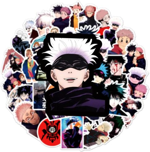 Cool Classic Jujutsu Anime Kaisen Stickers for Water Bottles,Laptop,Birthday Party Supplies Party Decorations Party Favors (red) in Saudi Arabia
