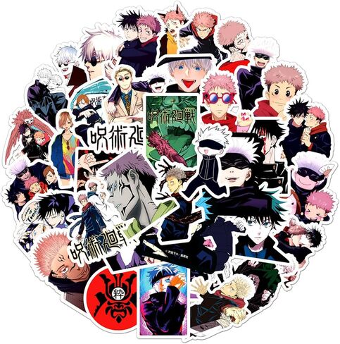Cool Classic Jujutsu Anime Kaisen Stickers for Water Bottles,Laptop,Birthday Party Supplies Party Decorations Party Favors (red) in Saudi Arabia
