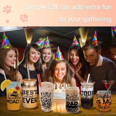 24 PCS Father's Day Best Dad UV DTF Cup Wrap 16oz Ready, rub on Stickers High Viscosity Self-Adhesive for Glass Cans and Hard Surfaces in Saudi Arabia
