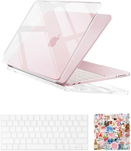 ProCase Clear Case for MacBook Neo 13 Inch 2026 Model A3404, Ultra-Thin Hard Shell Protective Laptop Cover with Keyboard Cover & 50 PCS Pink Stickers in Kuwait