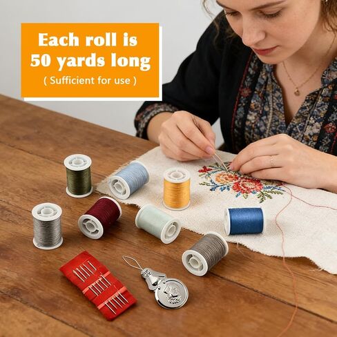 Polyester Sewing Thread Set with 10 Hand Needles and 2 Needle Threader, Sewing Thread Kit for Hand and Machine Sewing, 30 Vibrant Colors 50 Yards per Threads Spool in Saudi Arabia