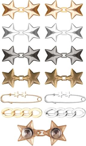 Pant Waist Tightener 12 Pcs Jean Buttons for Loose Jeans Waist Cincher Clip Metal Star Waist Knots in Saudi Arabia