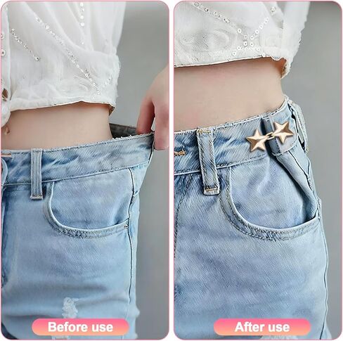 Pant Waist Tightener 12 Pcs Jean Buttons for Loose Jeans Waist Cincher Clip Metal Star Waist Knots in Saudi Arabia