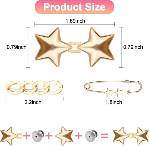 Pant Waist Tightener 12 Pcs Jean Buttons for Loose Jeans Waist Cincher Clip Metal Star Waist Knots in Saudi Arabia