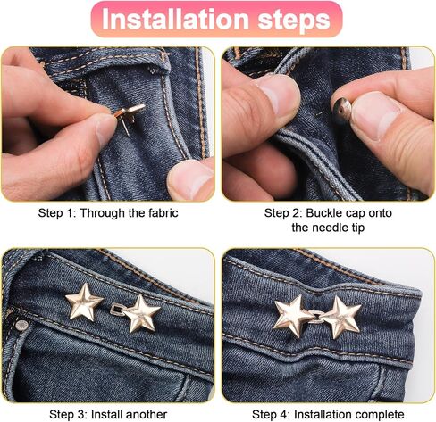 Pant Waist Tightener 12 Pcs Jean Buttons for Loose Jeans Waist Cincher Clip Metal Star Waist Knots in Saudi Arabia