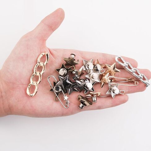 Pant Waist Tightener 12 Pcs Jean Buttons for Loose Jeans Waist Cincher Clip Metal Star Waist Knots in Saudi Arabia
