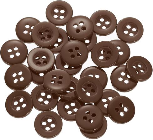 HARFINGTON 30pcs 16L Sewing Buttons 3/8"(10mm) Resin Round Flat 4-Hole Craft Replacement Buttons for Sewing Clothing and DIY, Brown in Kuwait