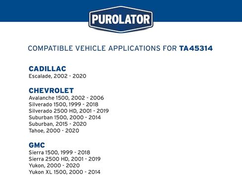Purolator TA45314 PurolatorTECH Air Filter Compatible With Chevrolet Silverado 1500, Tahoe, Silverado 2500 HD, Suburban, Avalanche, GMC Sierra 1500, Yukon 2000, Sierra 2500 HD and Cadillac Escalade in Kuwait