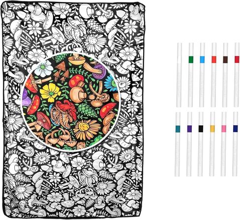 DIY Coloring Blanket for Adults, Blanket with 12 Markers, Washable Cozy Velvet Kit for Everyday Use & Home Decor, Adds a Unique Touch to Living Rooms or Kids' Spaces (MA-1) in Saudi Arabia