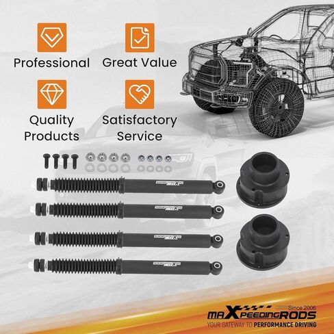 مجموعة رفع التسوية 2.5 بوصة من maXpeedingrods لـ Ram 2500 3500 4WD 2014-2024، ممتصات الصدمات والفواصل الأمامية in Kuwait