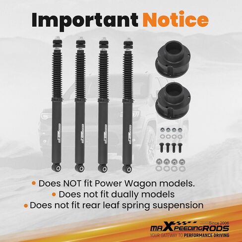 مجموعة رفع التسوية 2.5 بوصة من maXpeedingrods لـ Ram 2500 3500 4WD 2014-2024، ممتصات الصدمات والفواصل الأمامية in Kuwait