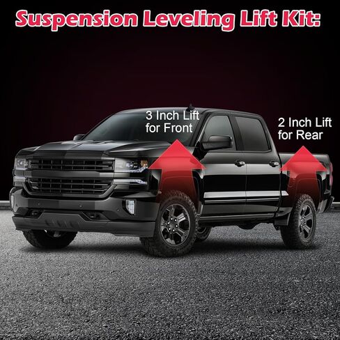 Front 3" Rear 2" Lift Leveling Kit Front Strut Spacers Rear Lift Blocks, Upper Control Arms with Ball Joints, Compatible with Chevy for Silverado 1500 2007-2014, for GMC Sierra 1500 2007-2018 in Saudi Arabia