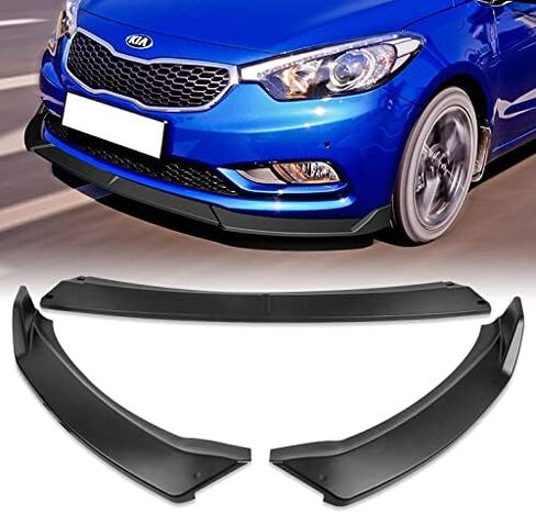 3PCS Front Bumper Lip Kit fit for compatible with 2014-2016 Kia Forte EX LX SX, STP-Style Splitter Trim Protection Spoiler, Air-Dam-Chin-Diffuser (Unpainted Matt Black) in Saudi Arabia