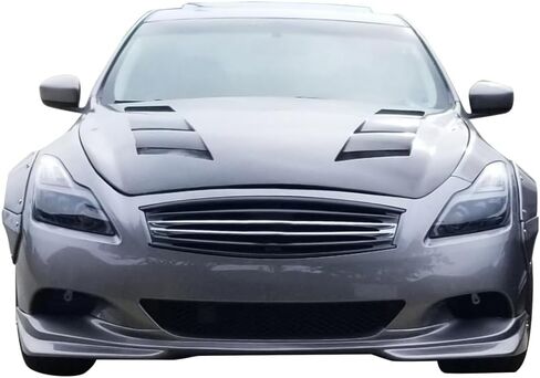 Front Bumper Lip Compatible with 2008-2014 Infiniti G37 Coupe & Q60, J Style Black PU Poly Urethane Front Lip Splitter Finisher Under Chin Spoiler Add On by IKON MOTORSPORTS, 2009 2010 2011 2012 2013 in Kuwait