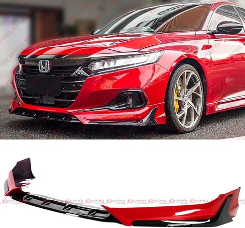 طقم مقسم الشفاه الأمامي من ACR Style JDM مطلي بلونين باللون الأسود اللامع سان مارينو الأحمر متوافق مع 2021-2022 Honda Accord EX LX Touring Sport in Kuwait