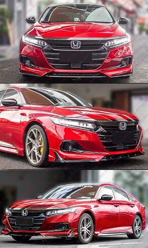 طقم مقسم الشفاه الأمامي من ACR Style JDM مطلي بلونين باللون الأسود اللامع سان مارينو الأحمر متوافق مع 2021-2022 Honda Accord EX LX Touring Sport in Kuwait