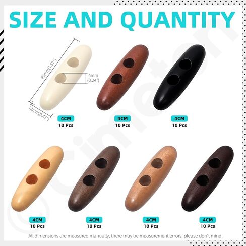 70PCS 4CM Wood Horn Toggle Buttons Oval Tooth 2 Holes Scrapbooking Wood Button Double Holes Olive Shape Sewing Wood Buttons for Jacket Clothing Sewing DIY Art Craft Projects in Saudi Arabia