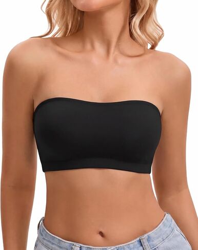 Strapless Bra for Women Bandeau Bra Seamless Wireless Non-Slip Unremovable Pads Bandeau Top Tube Top Bra Hook & Eye in Saudi Arabia