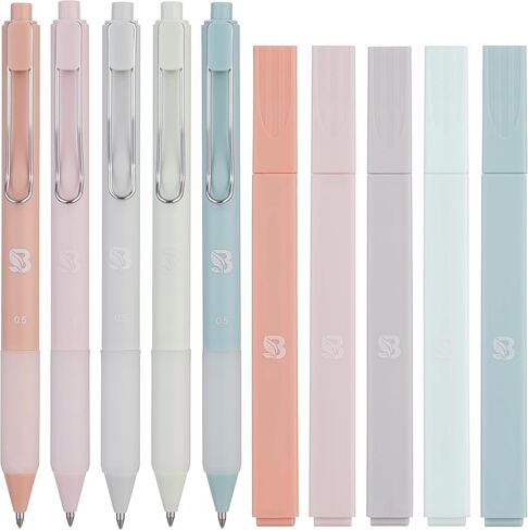 BLIEVE - Aesthetic Highlighters and Gel Pens With Soft Ink And Tip, Bible Highlighters and Pens No Bleed, Dry Fast Easy to Hold, for Bible Journaling Planner School Supplies (Pastel) in Saudi Arabia