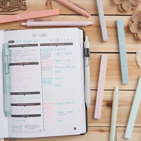 BLIEVE - Aesthetic Highlighters and Gel Pens With Soft Ink And Tip, Bible Highlighters and Pens No Bleed, Dry Fast Easy to Hold, for Bible Journaling Planner School Supplies (Pastel) in Saudi Arabia