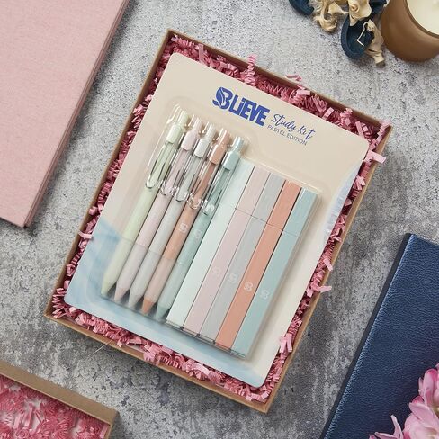 BLIEVE - Aesthetic Highlighters and Gel Pens With Soft Ink And Tip, Bible Highlighters and Pens No Bleed, Dry Fast Easy to Hold, for Bible Journaling Planner School Supplies (Pastel) in Saudi Arabia