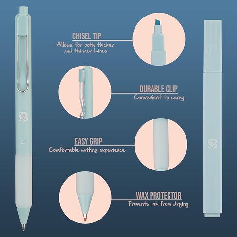 BLIEVE - Aesthetic Highlighters and Gel Pens With Soft Ink And Tip, Bible Highlighters and Pens No Bleed, Dry Fast Easy to Hold, for Bible Journaling Planner School Supplies (Pastel) in Saudi Arabia