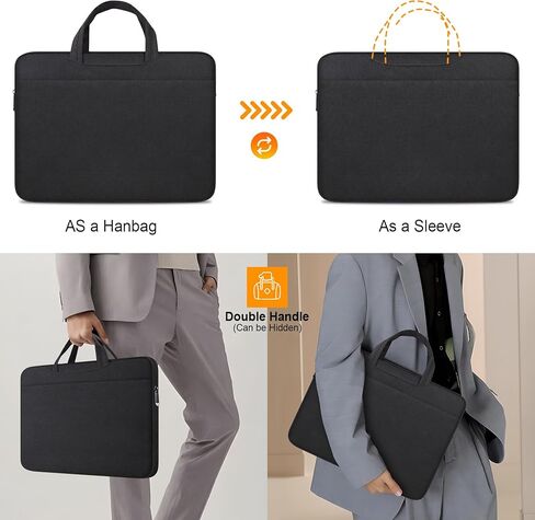 Laptop Sleeve Case 14 inch, Protective Laptop Cover Briefcase Carrying Computer Bag with Accessory Pocket Portable Computer Sleeve for Lenovo, HP, Dell, Acer, Asus, Water-Resistant, Black in Saudi Arabia