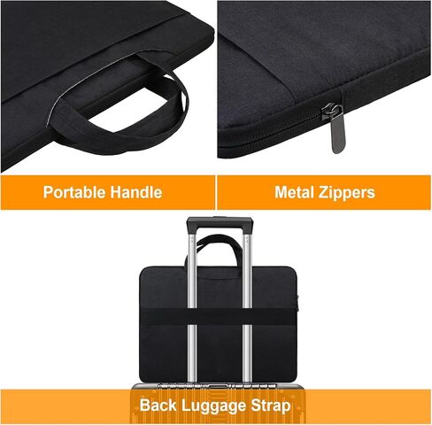 Laptop Sleeve Case 14 inch, Protective Laptop Cover Briefcase Carrying Computer Bag with Accessory Pocket Portable Computer Sleeve for Lenovo, HP, Dell, Acer, Asus, Water-Resistant, Black in Saudi Arabia