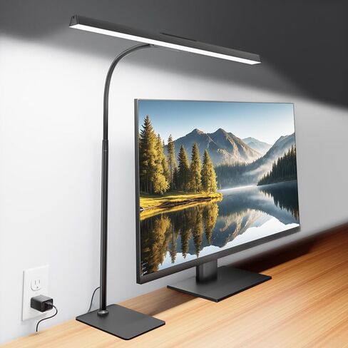 Desk Lamp with USB Charging Port for Home Office 24w Architect Remote Base Dual Task Led Light Modern 5 Color Modes Dimmable Adjustable Gooseneck Double Head Reading Drafting Eye Caring Tall Lamps in Saudi Arabia