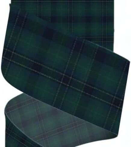 FYSUIMU Green Blue Plaid Wired Edge Ribbon Roll Retro Tartan Wrapping Ribbon for Baby Shower Birthday DIY Crafts Wreath Bow Making, 10 Yard, 2.6 Inch in Kuwait
