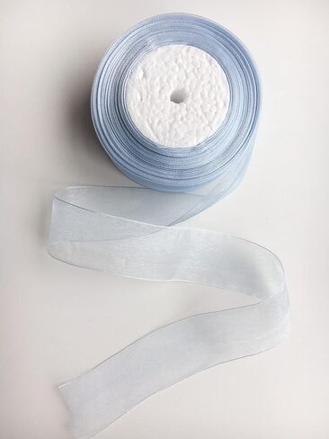 Dusty Blue Organza Sheer Ribbon 1-1/2 inch for Floral & Craft Decoration, 50 Yard Roll in Saudi Arabia