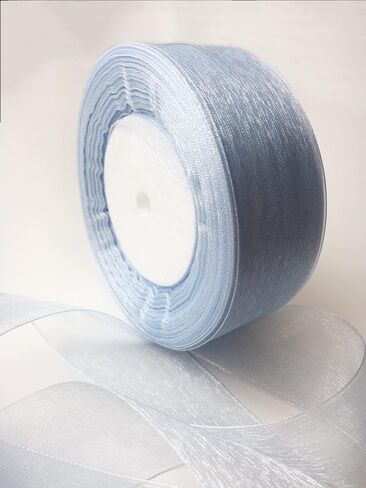Dusty Blue Organza Sheer Ribbon 1-1/2 inch for Floral & Craft Decoration, 50 Yard Roll in Saudi Arabia