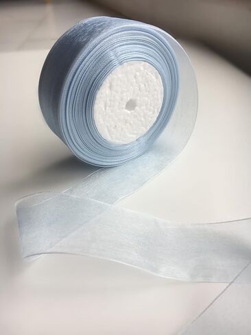 Dusty Blue Organza Sheer Ribbon 1-1/2 inch for Floral & Craft Decoration, 50 Yard Roll in Saudi Arabia