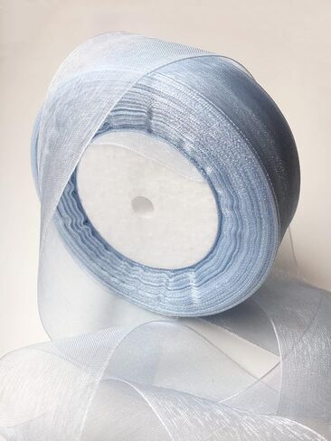 Dusty Blue Organza Sheer Ribbon 1-1/2 inch for Floral & Craft Decoration, 50 Yard Roll in Saudi Arabia
