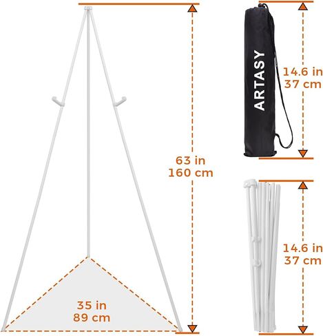 ARTASY 63" Easel Stand for Wedding Signs, Posters, Portable Artist Easel for Painting Canvas, Tripod for Home and Office, Supports 5 lbs-White 2/Pack in Saudi Arabia