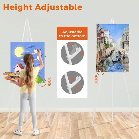 ARTASY 63" Easel Stand for Wedding Signs, Posters, Portable Artist Easel for Painting Canvas, Tripod for Home and Office, Supports 5 lbs-White 2/Pack in Saudi Arabia