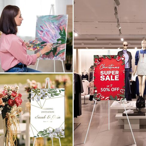 ARTASY 63" Easel Stand for Wedding Signs, Posters, Portable Artist Easel for Painting Canvas, Tripod for Home and Office, Supports 5 lbs-White 2/Pack in Saudi Arabia