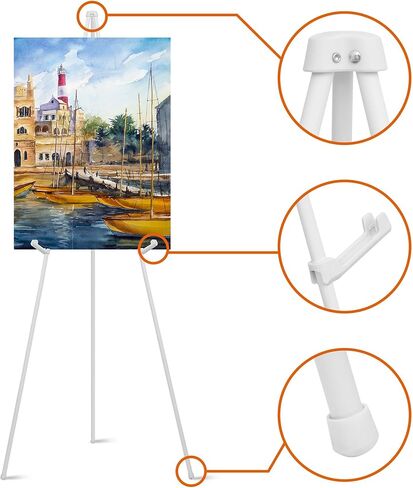 ARTASY 63" Easel Stand for Wedding Signs, Posters, Portable Artist Easel for Painting Canvas, Tripod for Home and Office, Supports 5 lbs-White 2/Pack in Saudi Arabia