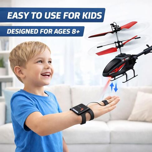 Gesture Control RC Helicopter Toy for Kids – Remote Control Helicopter Alternative, Fly with Your Hand, No Remote Needed, Easy Indoor Helicopter Toy for Boys & Girls Ages 8+ in Kuwait