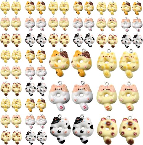 Donut Charms Cat Charms for Jewelry Making and Crafting - Cute Animal Charm for Keychains Bracelets Earrings Necklaces Crafts in Saudi Arabia