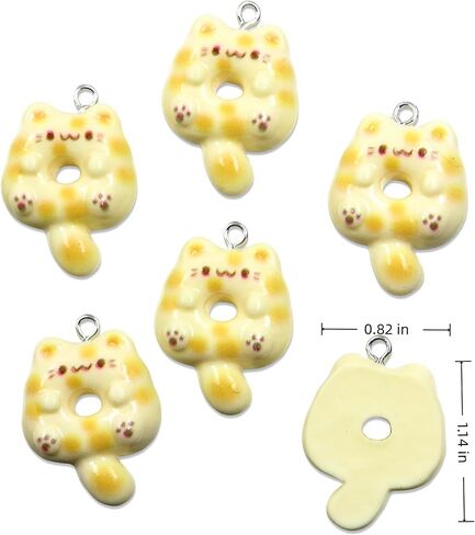 Donut Charms Cat Charms for Jewelry Making and Crafting - Cute Animal Charm for Keychains Bracelets Earrings Necklaces Crafts in Saudi Arabia