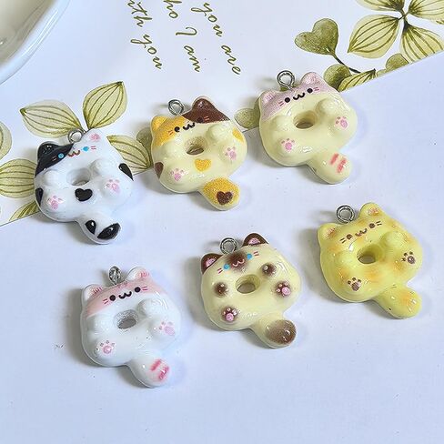 Donut Charms Cat Charms for Jewelry Making and Crafting - Cute Animal Charm for Keychains Bracelets Earrings Necklaces Crafts in Saudi Arabia
