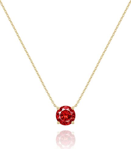 Choker Necklace for Women Dainty Cubic Zirconia Necklace for Women, 14K Gold Plated Solitaire CZ Pendant, 1.5 Carat (7.3mm) Crystal, Simple Diamond Look Jewelry Gift for Valentine's Day Birthday Wedding in Saudi Arabia