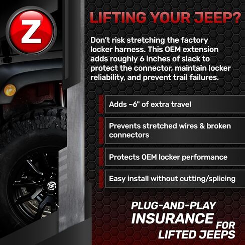 Z Automotive 160mm OEM Locker Extension Kit fits Wrangler JL Rubicon and Gladiator JT Mojave Factory OEM Locker Harnesses | Easy Installation | Built to Last in Saudi Arabia