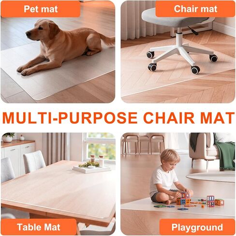 Plastic Chair Mat for Hard Floors, Heavy Duty Anti-Slip Clear Mats Wood/Tile Protector for Rolling Chair, Home & Office Use (36" x 48" Rectangle) in Saudi Arabia